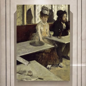 Reproducción artística de Edgar Degas en un café, pintura de un bebedor de absenta, arte impresionista, escena de café vintage, arte parisino del siglo XIX, impresión fina