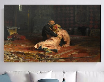 Ilya Repin: Ivan il Terribile e suo figlio - Stampa artistica su tela