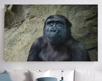 Happy Gorilla Canvas Print: Modern Animal Wall Art