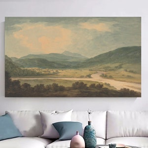 John Warwick Smith The River Tay and Tributary Wall Art, Scottish River Scene Poster, River Valley View Painting, Scenic River Landscape Art