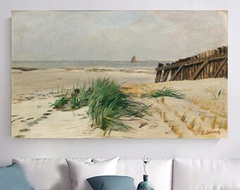 Eugen Dücker Beach Canvas: Paesaggio estivo con vista sull'oceano