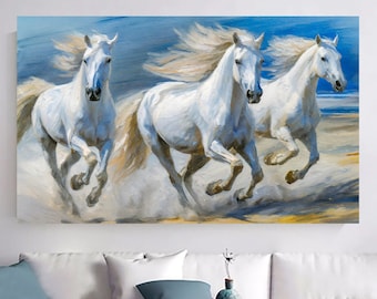 Running White Horses Canvas Art: Farmhouse Wall Decor