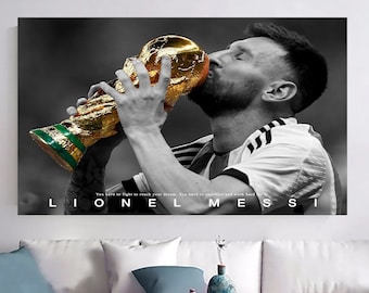 Tela di Lionel Messi: opera d'arte sul calcio argentino, opzione con cornice