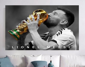 Impresión en lienzo de Lionel Messi: estrella del fútbol argentino, con o sin marco