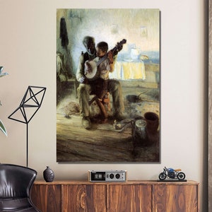 Henry Ossawa Tanner, The Banjo Lesson Leinwand, berühmte Gemälde, moderne Wanddekoration, Kunstreproduktion, amerikanischer Musikdruck, Musikliebhaber Poster