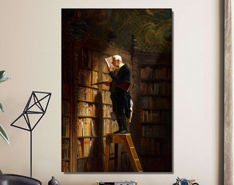 Carl Spitzweg's "The Bookworm" Canvas Art Print: Library Wall Decor