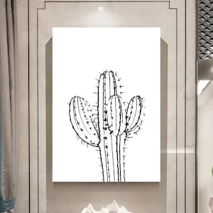 Saguaro Symphonie Wandkunst, botanische Leinwand, Kaktus Leinwandkunst, Wüstenkunstwerk, Boho moderne Wanddekoration, Wohnzimmerkunst, gerahmt oder ungerahmt