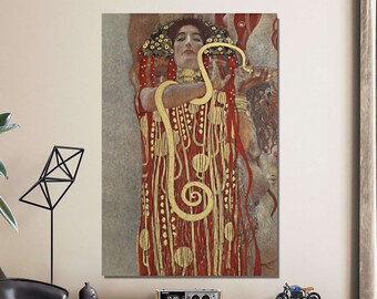 【クリーブ】ウェルカムベイビー　絵　絵画 グスタフ・クリムト「ヒュギエイア」アートプリント：蛇を連れた女神の