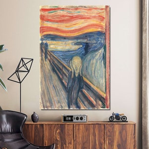 Edvard Munch&#39;s Scream Canvas or Poster Wall Art, Reproduction Art, Modern Home Decor, Famous Painting Print Art, Expressionism Home Art