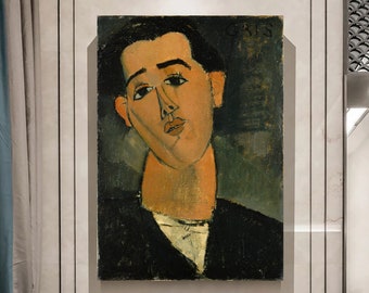 Modigliani Portrait of Juan Gris: Vintage Art Reproduction Canvas
