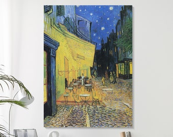 Van Gogh Cafe Terrace at Night Canvas Print: Famous Night Street Art