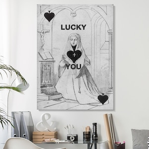 Arte de la Reina de Picas, arte mural retro, póster moderno, decoración moderna para el hogar, lienzo divertido, naipes, regalo para el hogar, Mary Art
