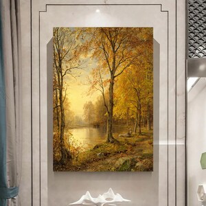 Arte da parete con paesaggio autunnale, pittura autunnale, decorazione da parete moderna, belle arti, tela per alberi, poster paesaggistico, arte stampabile autunnale, regalo per la casa