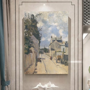 Camille Pissarro Rue de L'Hermitage Pontoise 1874 Tela, Arte di riproduzione, Decorazione murale architettonica vintage, Poster raffinato, Stampa paesaggistica