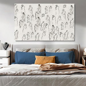 Figur Wandkunst, Skizze Leinwandkunst, Minimalistisches Wanddekor, Vintage Zeichnung druckbare Kunst, modernes Wohnzimmer Geschenk, abstrakte Linie Poster