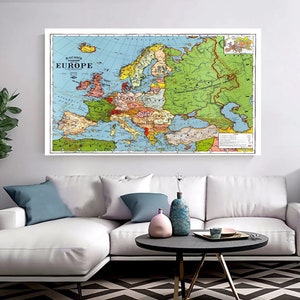 Standard Karte von Europa von George Washington Bacon Wandkunst, Europa Karte Leinwand Kunst, Reproduktion Kunst, Moderne Wanddekoration, Vintage Karte Print