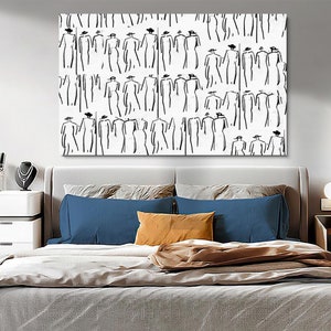Figure People Wall Art, Sketch Canvas Art, Minimalist Wall Art, Vintage Drawing Printable Art, Modern Wall Decor, Abstract Line Poster