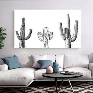 Saguaro Kaktus Sukkulenten Drucke, Botanische Leinwand, Kaktus Leinwand Kunst, Wüstenkunstwerk, Boho Moderne Wandkunst, Südwest Kaktus Poster