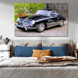 Antique Porsche 356 Canvas, Black Sports Porsche Poster, Oldtimer Porsche Print, Vintage Porsche Print, Garage Wall Decor, Gift For Men