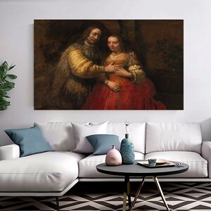 The Jewish Bride by Rembrandt Wall Art, Reproduction Art, Modern Wall Decor, Fine Art, Famous Painting, Gift for Home, Golden Age Canvas