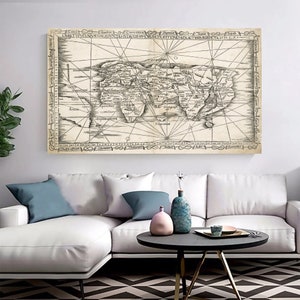 Een universele hydrograaf traditie kaart kunst aan de muur, vintage kaart canvas kunst, oude kaart print kunst, vintage wereldkaart schilderij, cadeau voor thuis
