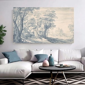 Blue Willow Wall Art, Vintage Canvas Art, Famous Painting, Modern Wall Decor, Blue Willow Print, Landscape Poster, Fine Art, Gift for Home