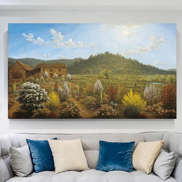 John Glover - Van Diemen's Land Wall Art, Colorful Flowers Landscape, Garden Canvas, Land Painting, Living Room Decor, Museum Exhibition Art