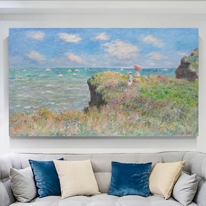 Paseo por el acantilado en Pourville (1882) de Claude Monet Arte mural, Arte de reproducción, Decoración de pared moderna, Bellas artes, Pintura famosa, Regalo de inauguración de la casa