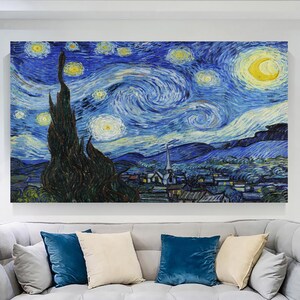 ヴィンセント・ヴァン・ゴッホの「星月夜」（1889年）壁掛けアート、複製画、名画、モダンインテリア、ファインアート、キャンバスまたはポスター