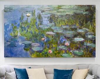 Monet Water Lilies Canvas Art Print: Framed Reproduction