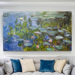 Claude Monet&#39;s Water Lilies Wall Art, Reproduction Art, Modern Wall Decor, Fine Art, Famous Painting Art, Gift For Home, Water Lilies Print