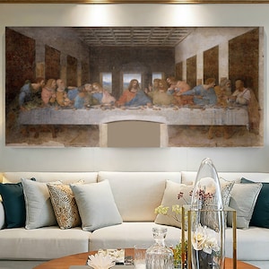 The Last Supper by Leonardo da Vinci, Reproduction Art, Famous Modern Painting, Gift for Home, Jesus Canvas Print, Last Supper Poster