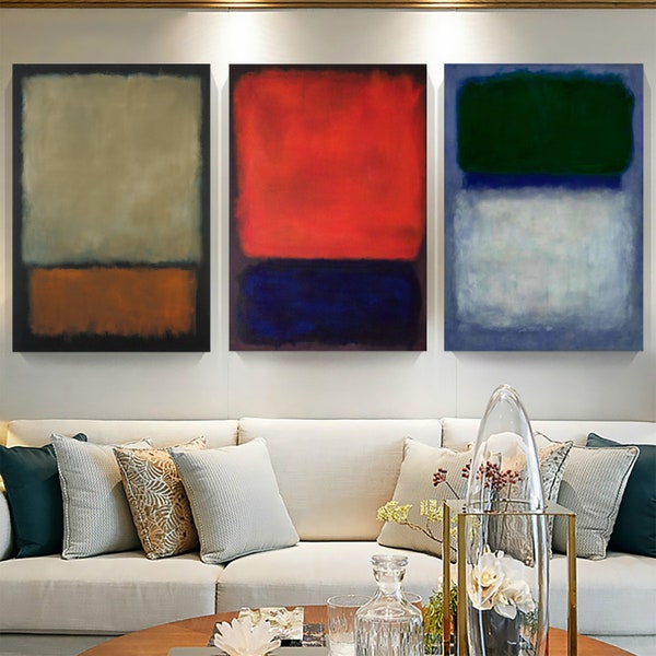 Set of 3 Mark Rothko Print Art, Mark Rothko Paintings, Mark Rothko Colurful Canvas, Mark Rothko Style, Abstract Expressionism, Gift for Her