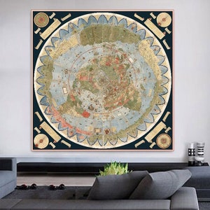 Mapa atlasu świata Urbano Mont, sztuka ścienna, sztuka na płótnie z mapą w stylu vintage, wydruk historycznej mapy, plakat z antyczną mapą, modna sztuka mapy, prezent do domu