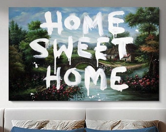 Banksy Home Sweet Home Art, Banksy Wall Art, Banksy Home Sweet Home Poster, Modern Pop Poster, Graffiti Wall Decor, Street Wall Art, Banksy