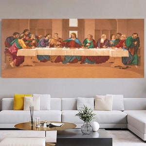 The Last Supper (1877) by Leonardo da Vinci, Reproduction Art, Famous Modern Painting, Gift for Home, Jesus Canvas Print, Last Supper Poster