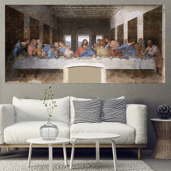 Leonardo da Vinci's het laatste avondmaal (1495-1498) door Leonardo da Vinci, reproductie kunst, beroemde moderne schilderkunst, cadeau voor thuis, Jezus canvas