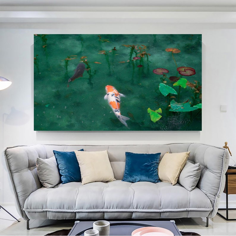 Koi Fish Canvas Print: Modern Living Room Wall Art - Etsy