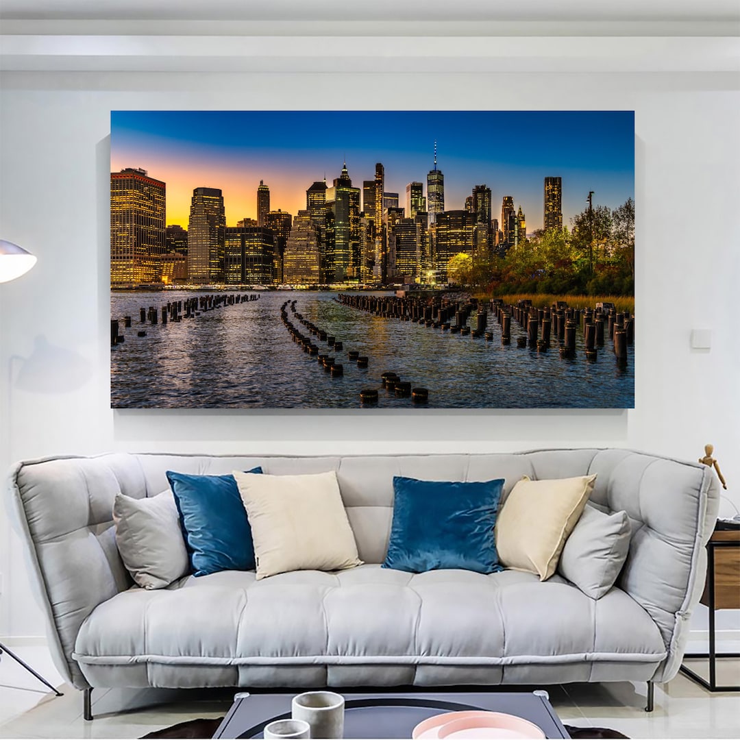 New York City Sunset Wall Art, Skyline Poster, Modern Wall Decor, City ...