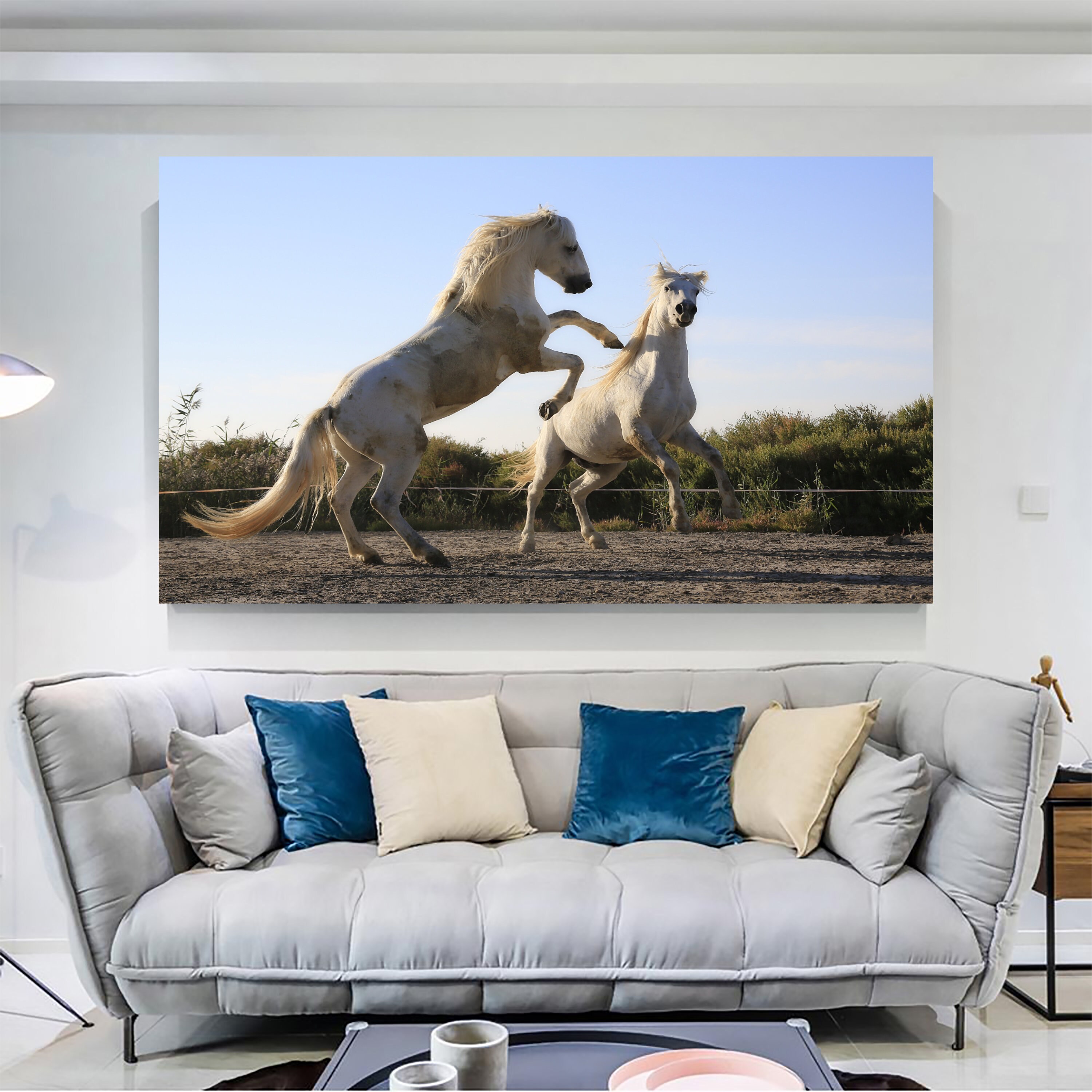 White Horses Wall Art Horse Farm Poster Animal Print Art Etsy