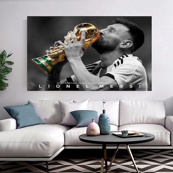 リオネル・メッシ キャンバス：アルゼンチンサッカーアート、フレーム