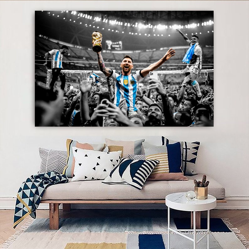 The King of Football, Leo Messi Poster, Lionel Messi Canvas, Soccer Poster, Argentina Football