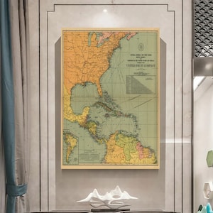 Karte mit Karibik Karte, Mittelamerika Karte, Karte mit Westindischen Inseln und Südamerika und Teilen der USA und Mexiko