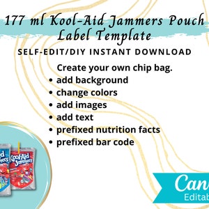 Editable 177 Ml Kool-aid Jammers Label Template Party Favor - Etsy