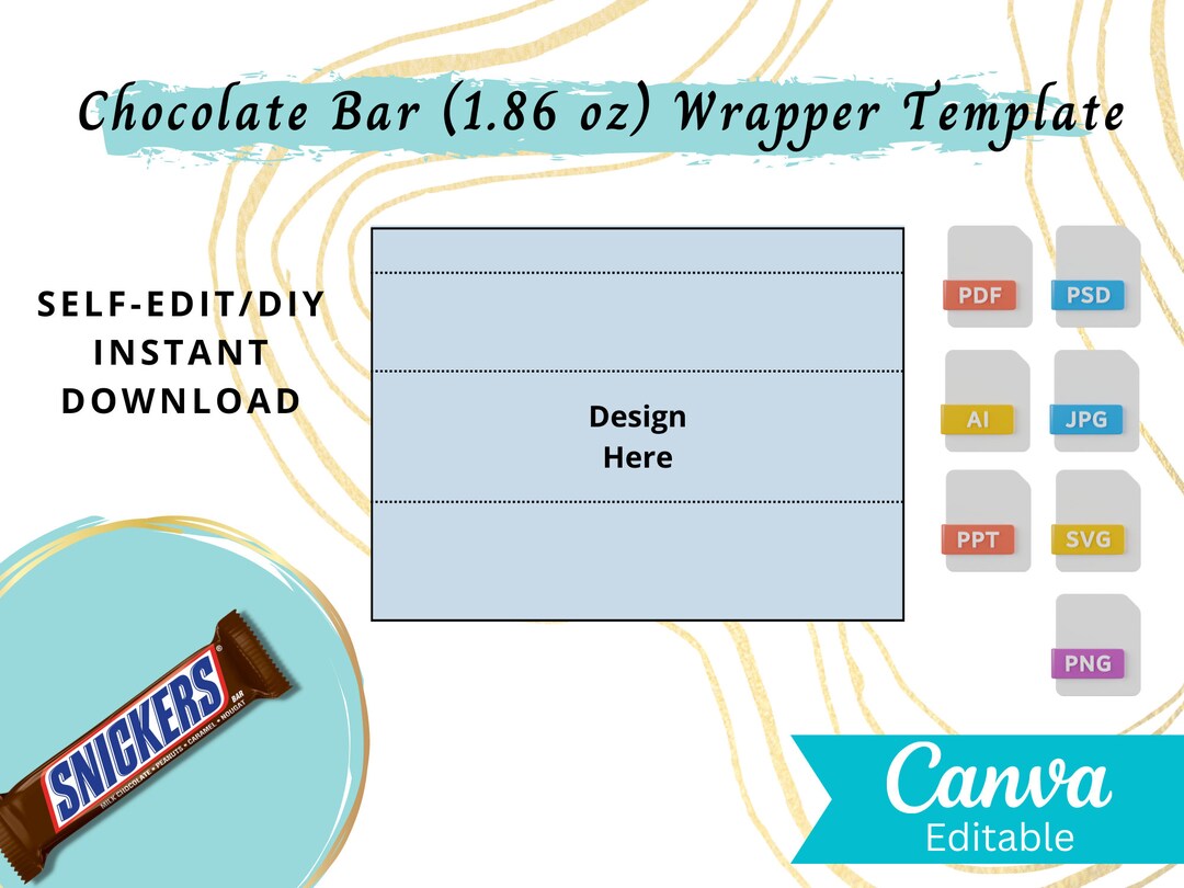 1.86 Oz Snickers Chocolate Bar Label Template Snickers Label Etsy