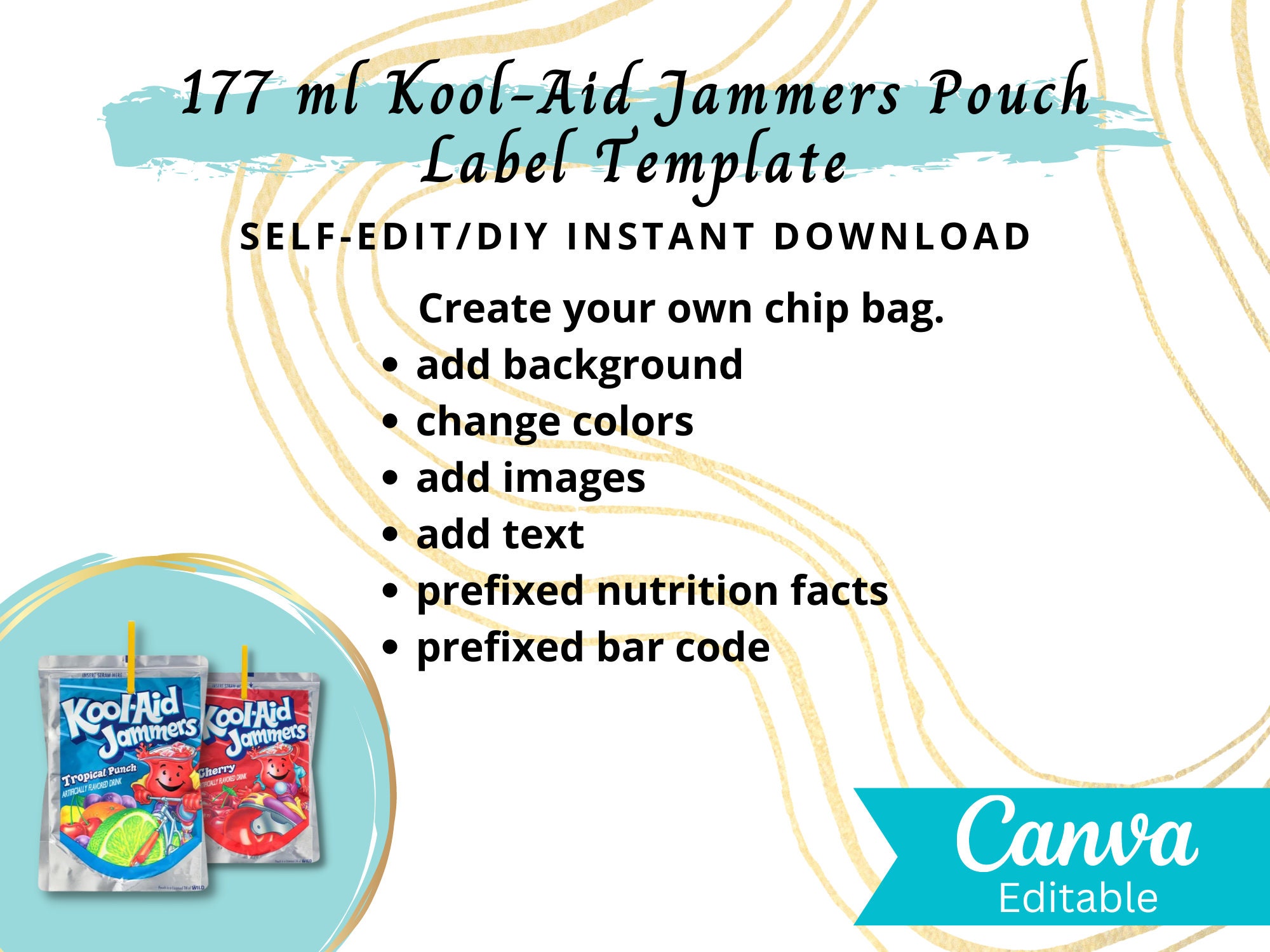 Editable 177 Ml Koolaid Jammers Label Template Party Favor Etsy