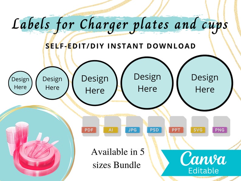 Charger Plate Templates in 5 Sizes Charger Plates Label Etsy