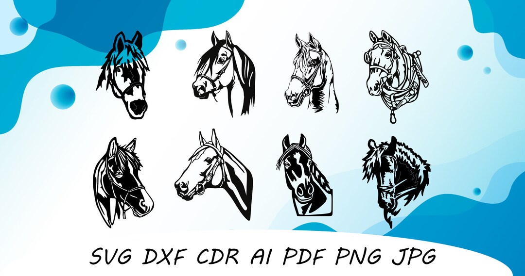 Horse Horses Laser Cut Svg Dxf File Wall Sticker Pdf Etsy