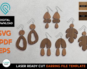 Tröjmönster 1 Örhängen i organisk form - Laserskuren SVG-fil - Glowforge Ready - Smyckesmall