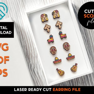 Fiesta Cinco De Mayo Stud Earrings 2 - Laser Cut SVG File - Glowforge  Jewelry Template  DIGITAL DOWNLOAD - Mexico, Piñata, Cut and Score